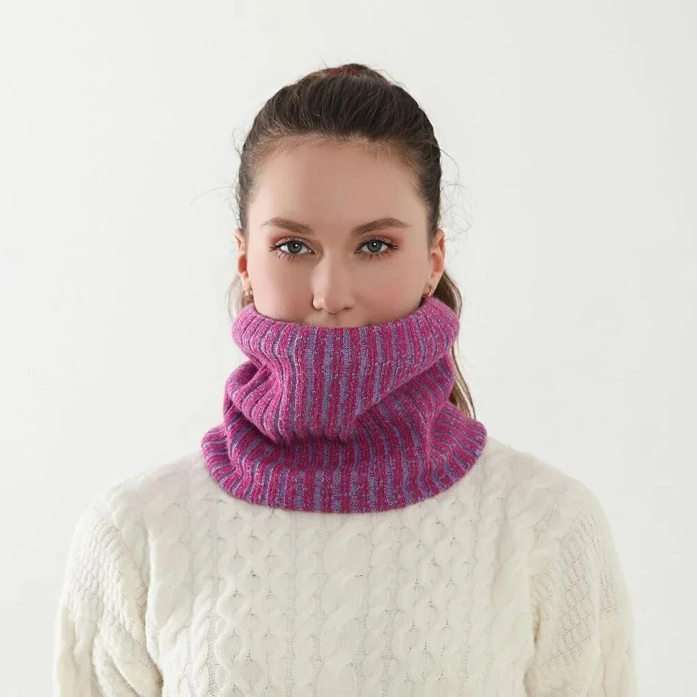 Men's Dark Pink Winter Ski Neck Gaiter Face Scarf Fleece Lined Windproof Scarves